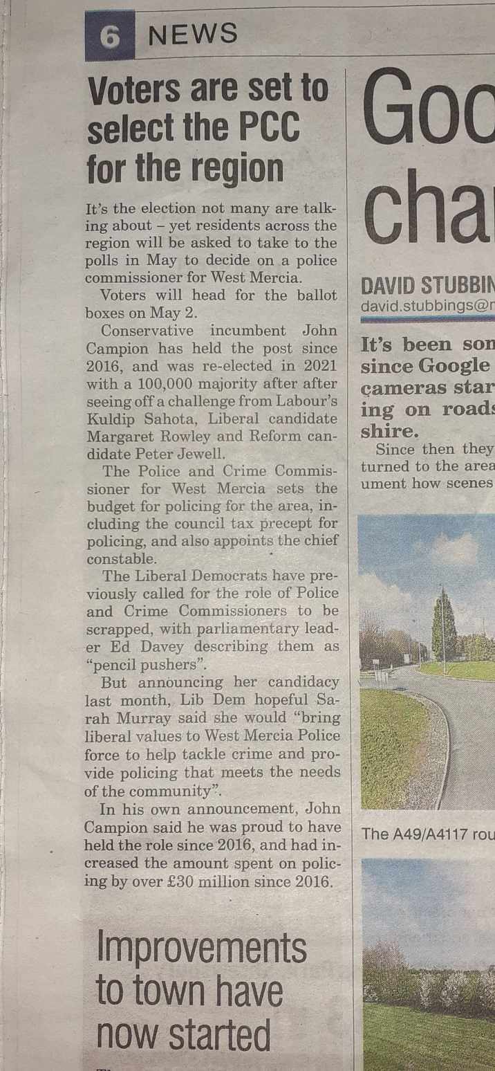 Henry Curteis (TEDS) deliberately omitted from Police Commissioner candidates report.