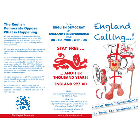 England Calling Leaflet (5000)
