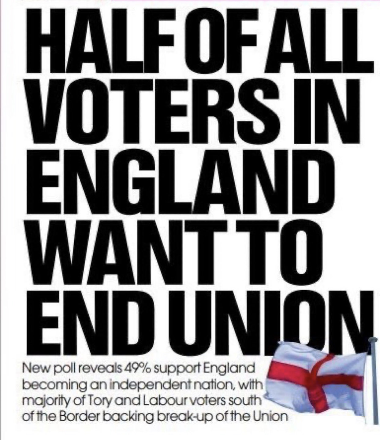 Half of voters in England want end of UK
